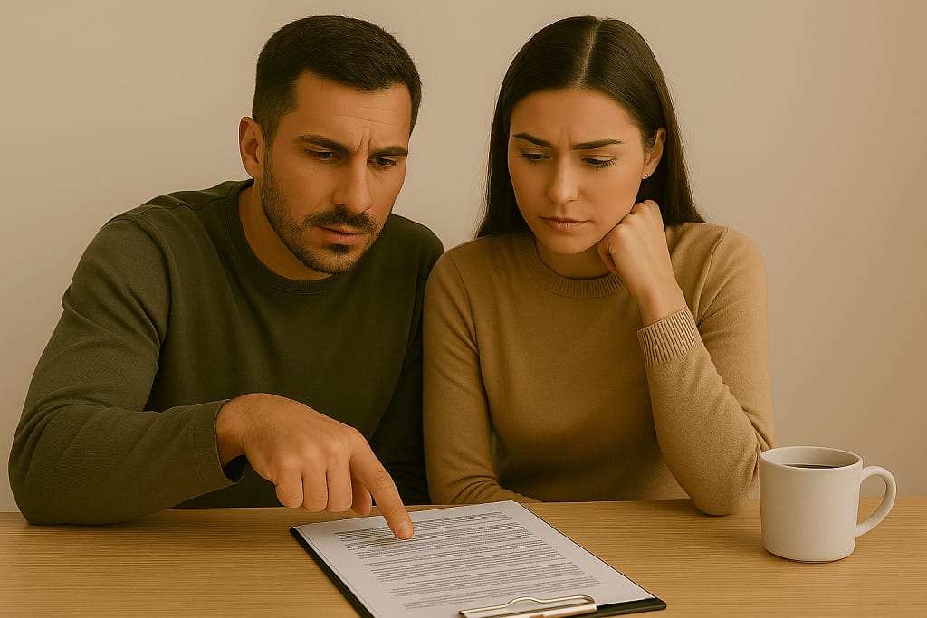 Par gleda u listu top 9 dokumenata Koje Morate Proveriti Pre Kupovine Stana i gledaju na kom su koraku