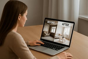 Zana gleda sliku stana nakon sto je saznala koliko kosta opremanje novog stana